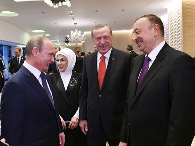 Владимир Путин, Реджеп Эрдоган, Ильхам Алиев